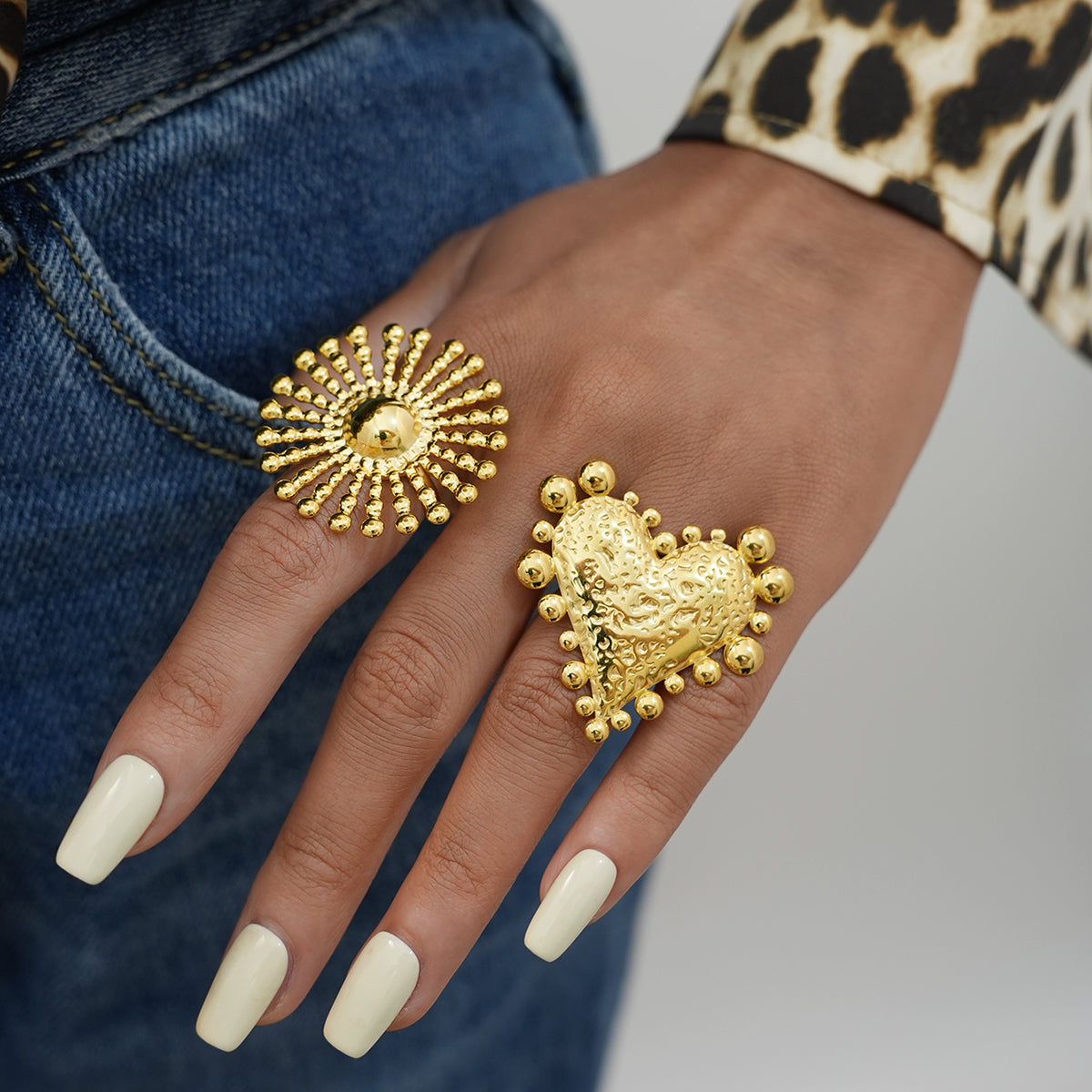 Noelle Gold Tone Heart Statement Ring