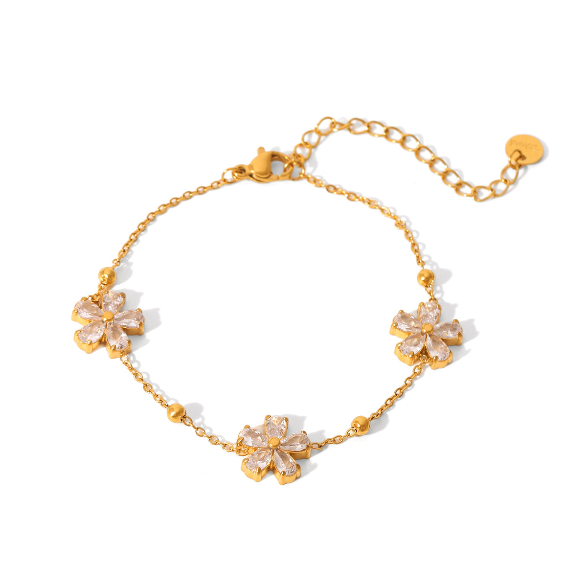 Emilia Gold Tone Zircon Flower Bracelet