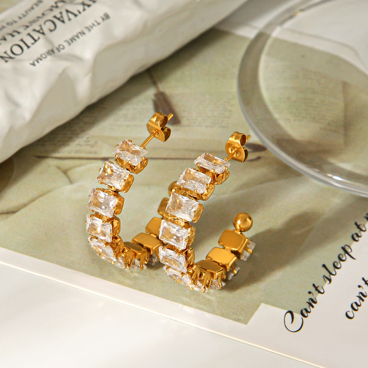 Ayla Gold Tone Zircon Hoop Earrings
