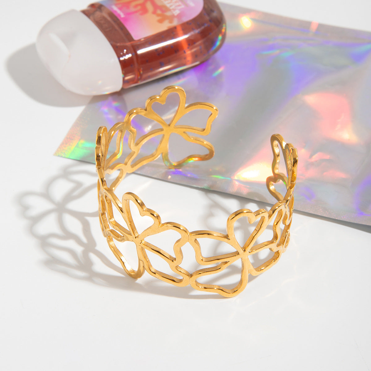 Alina Gold Tone Flower Bangle
