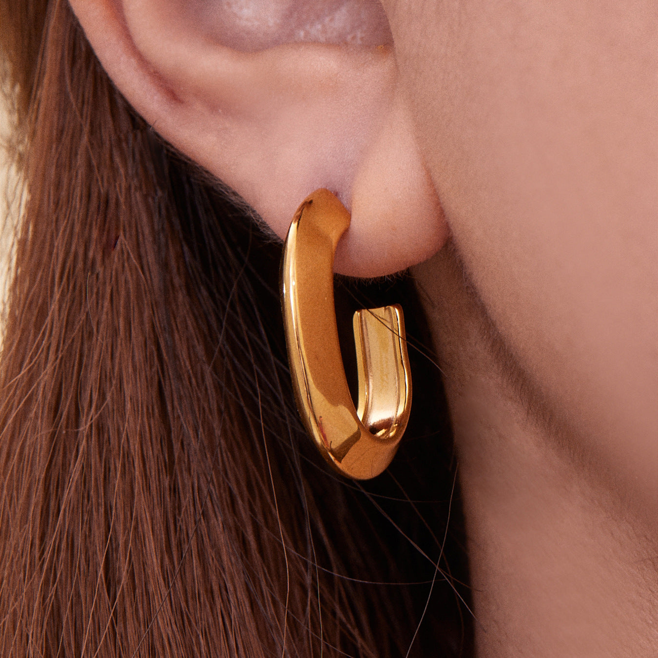 Ruby Gold Tone Hoop Earrings