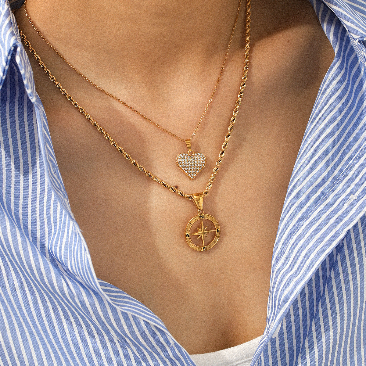 Genesis Gold Tone Heart Zircon Necklace