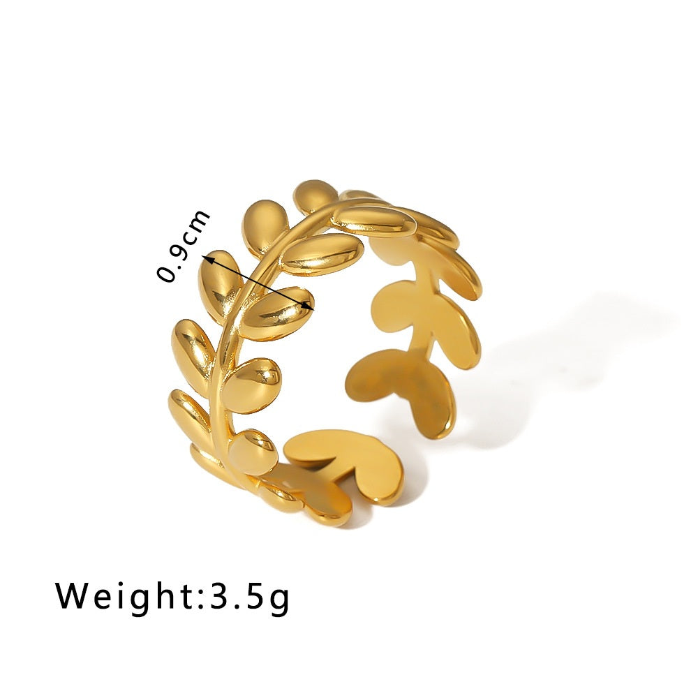 Ellie Gold Tone Leaves Ring