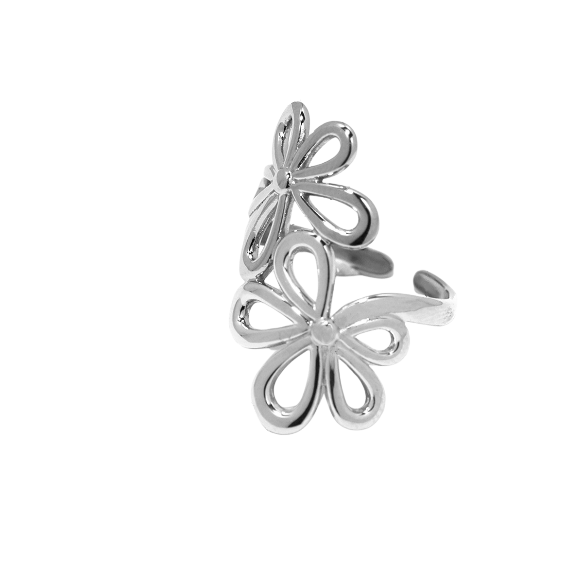 Annie Silver Tone Flowers Ring