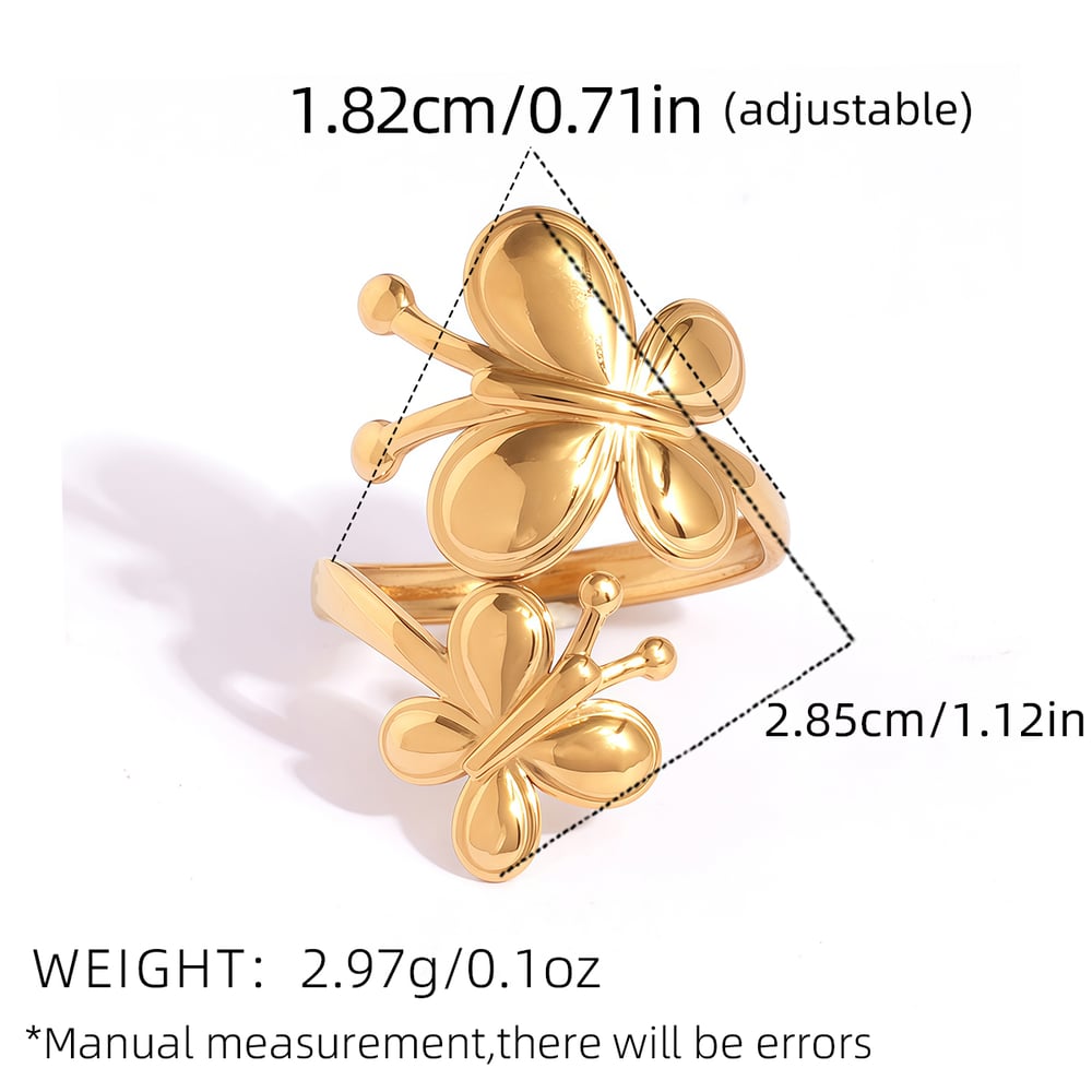 Grace Gold Tone Double Butterfly Ring