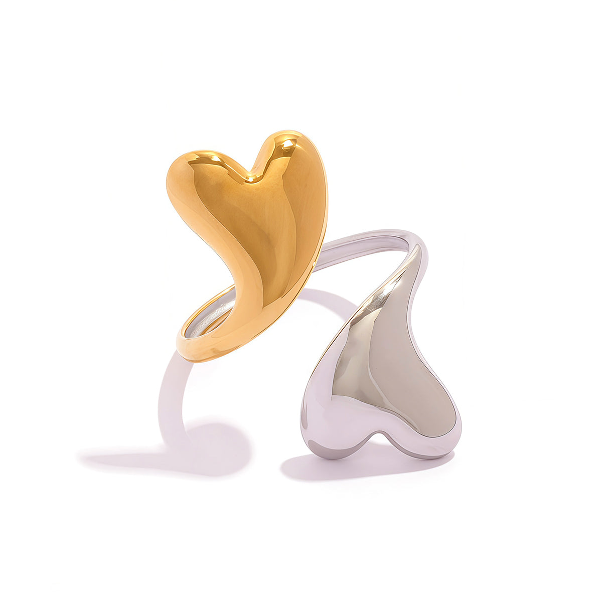 Lily Two Tone Double Heart Ring