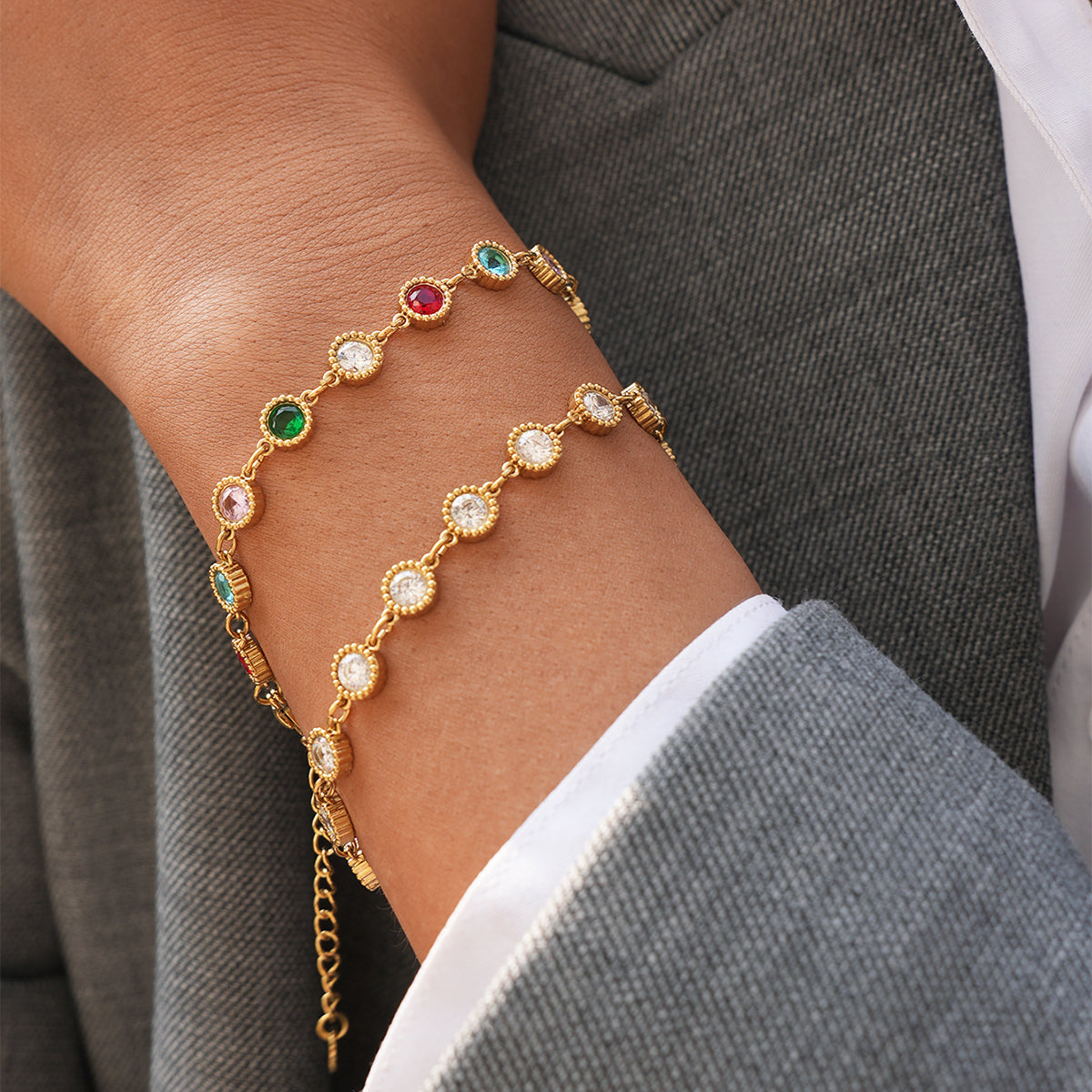 Breille Gold Tone Multi Colour Zircon Bracelet