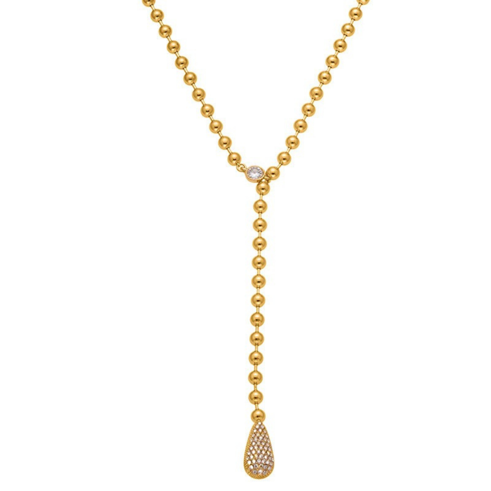 Hailey Gold Tone Droplet Zircon Drop Necklace