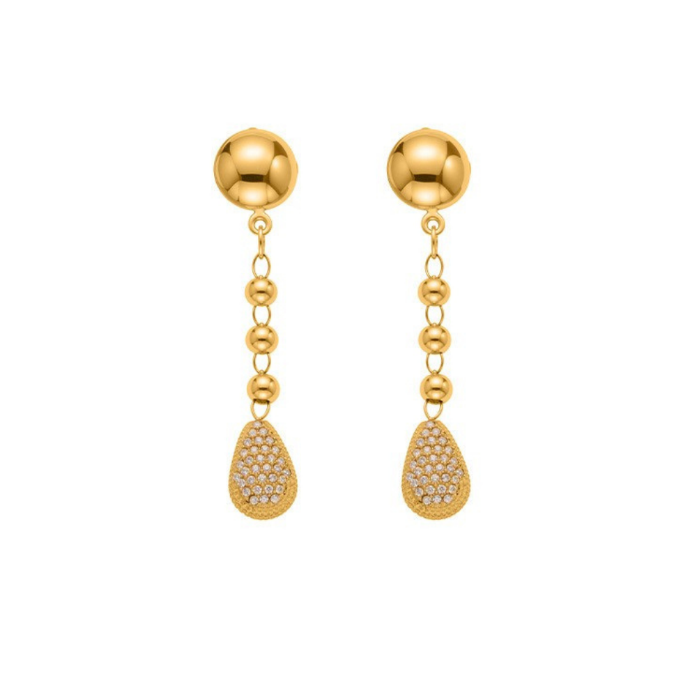 Hailey Gold Tone Droplets Zircon Drop Earrings