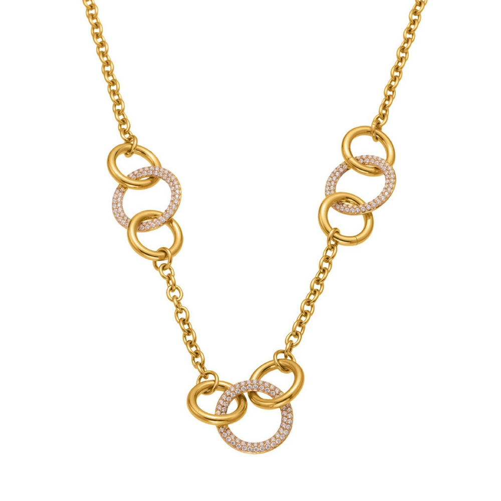 Gabriella Gold Tone Luxury Circles Zircon Necklace