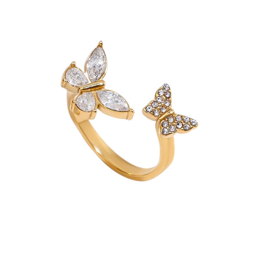 Hadley Gold Tone Butterfly Zircon Ring