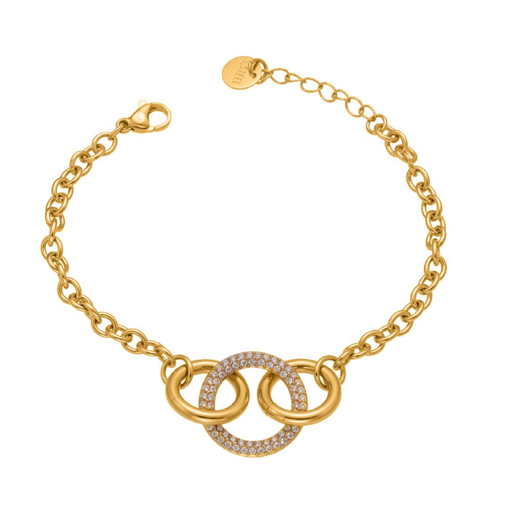 Gabriella Gold Tone Luxury Circles Zircon Bracelet