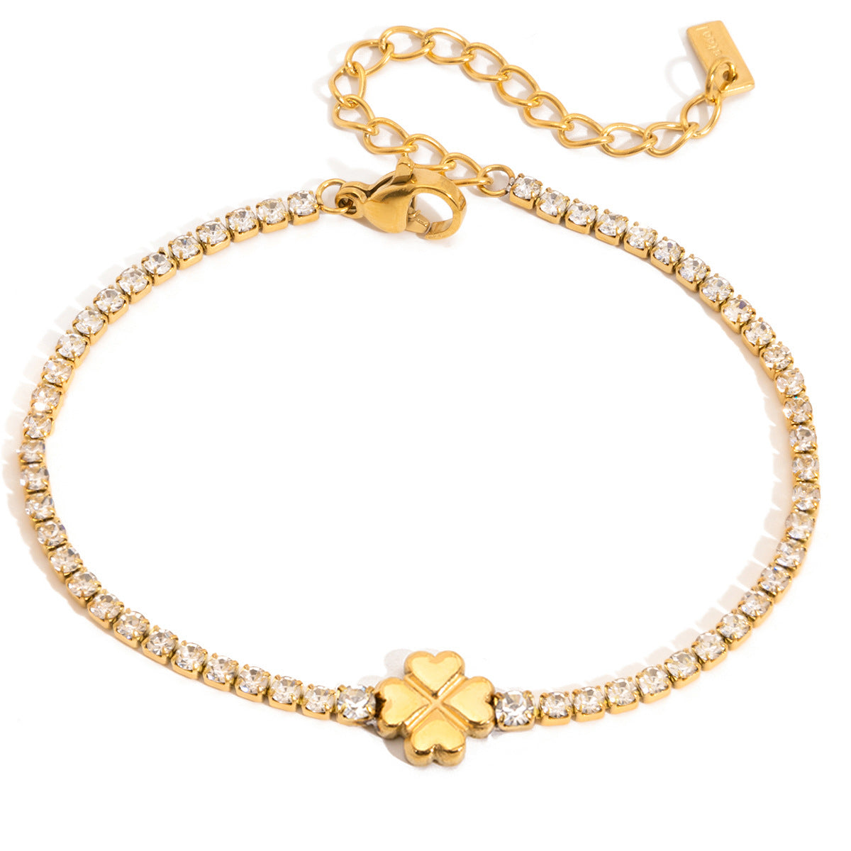 Melody Gold Tone Zircon Clover Bracelet