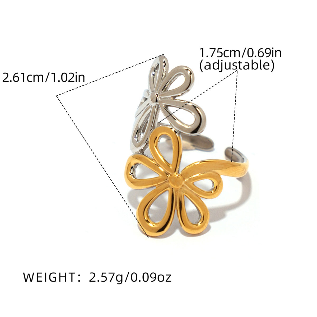 Annie Two Tone Flowers Ring