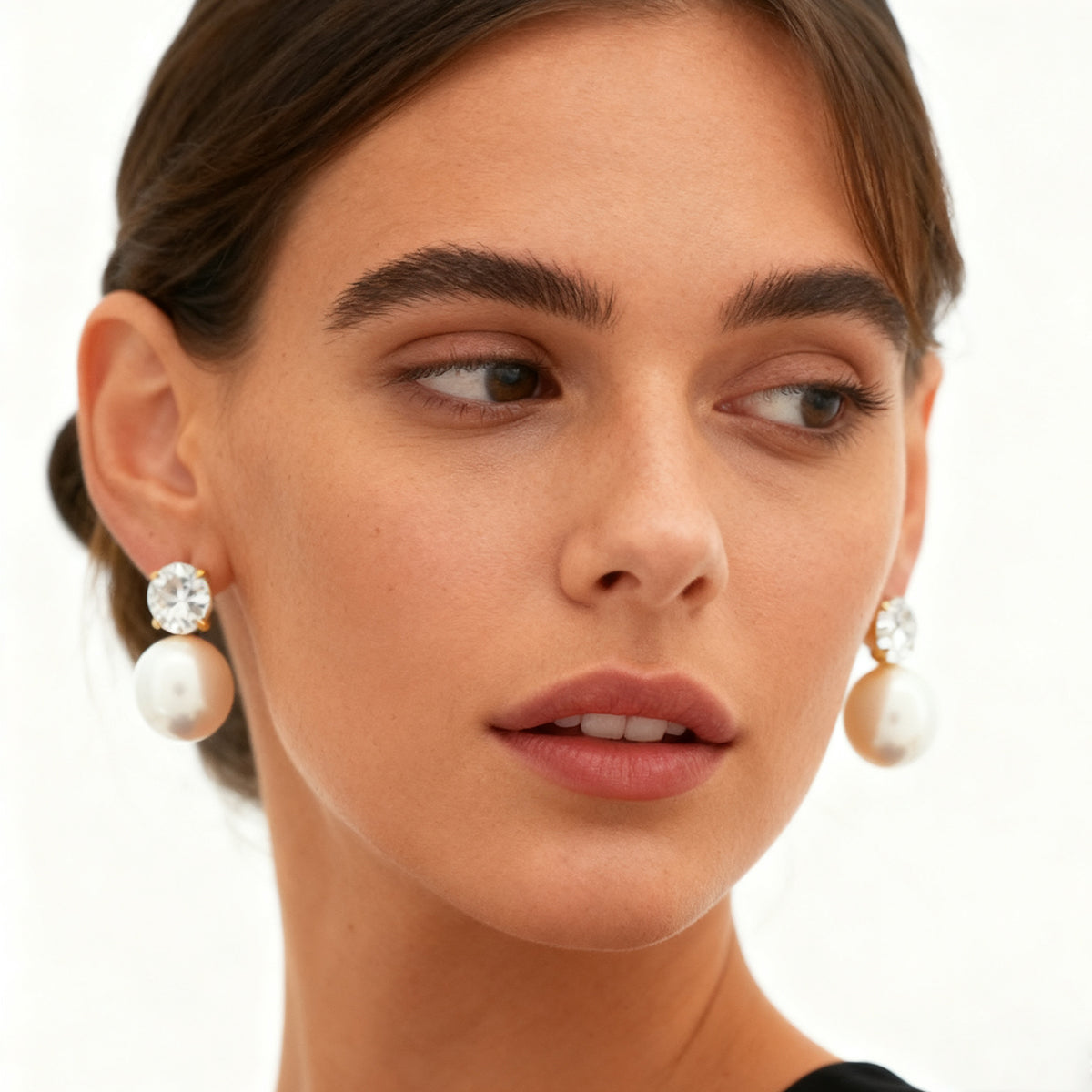 Emery Gold Tone Pearl Zircon Earrings