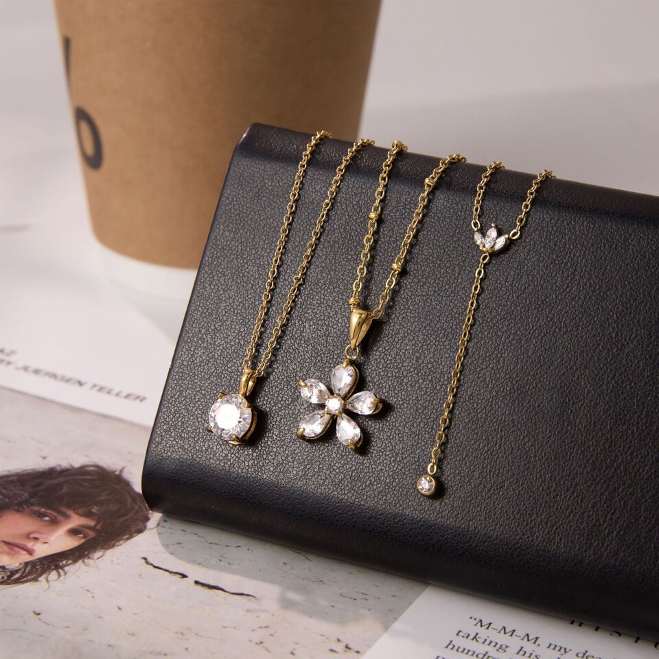 Adaline Gold Tone Zircon Necklace