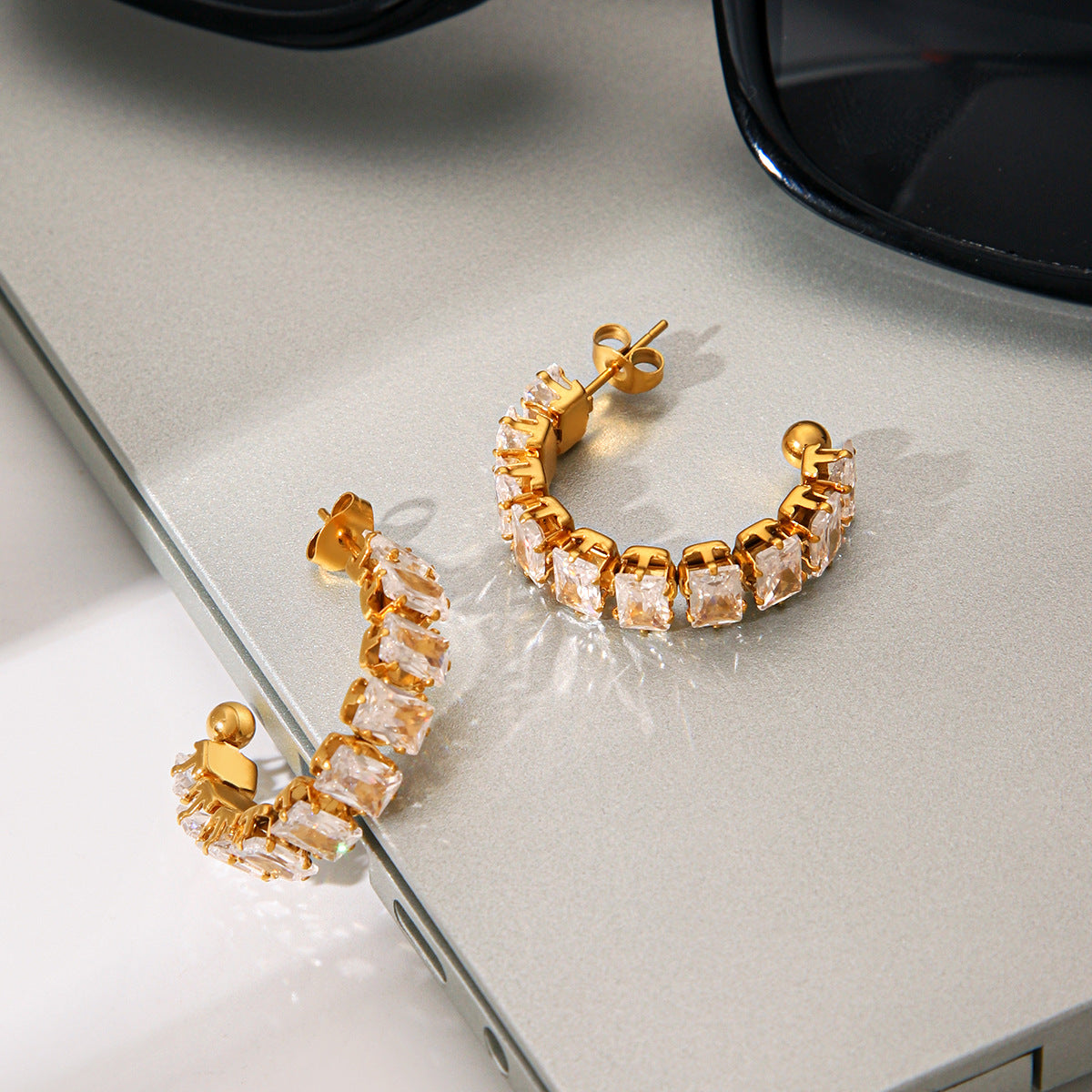Ayla Gold Tone Zircon Hoop Earrings