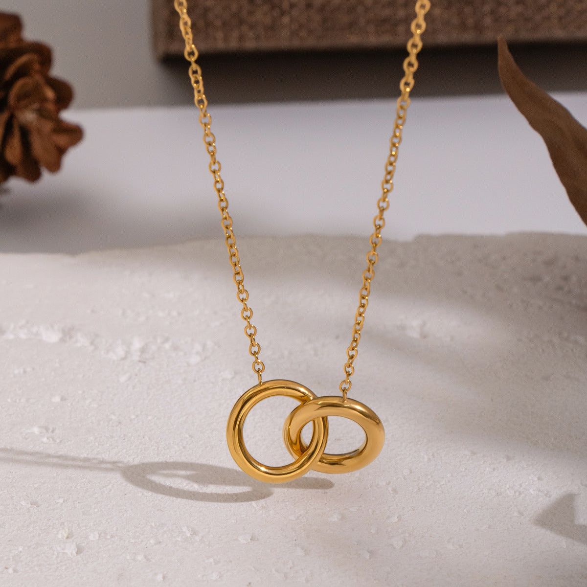 Alaia Gold Tone Interlock Circles Necklace