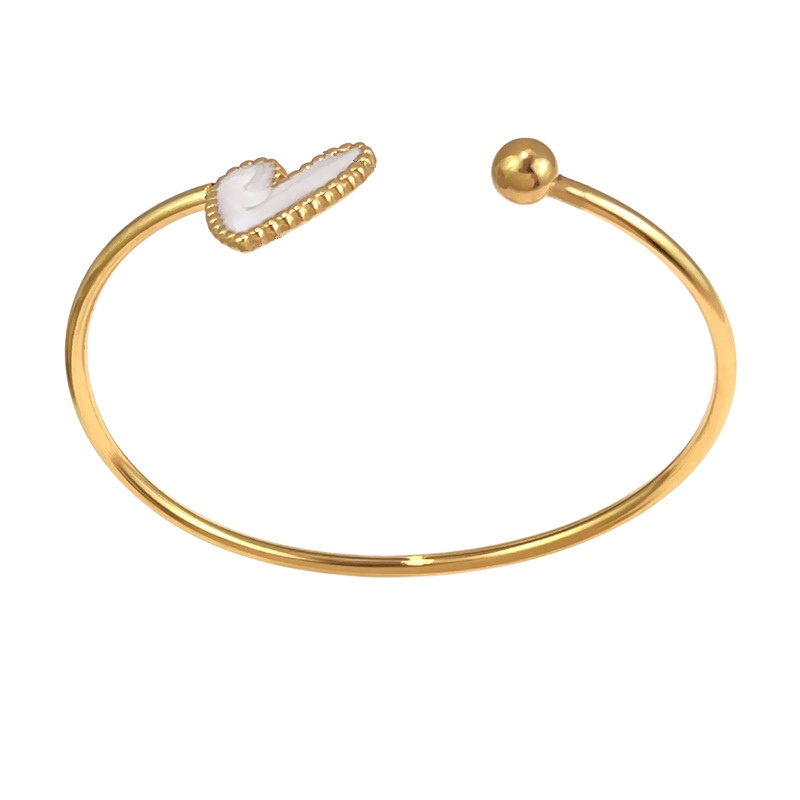 Eva Gold Tone White Heart Cuff Bracelet