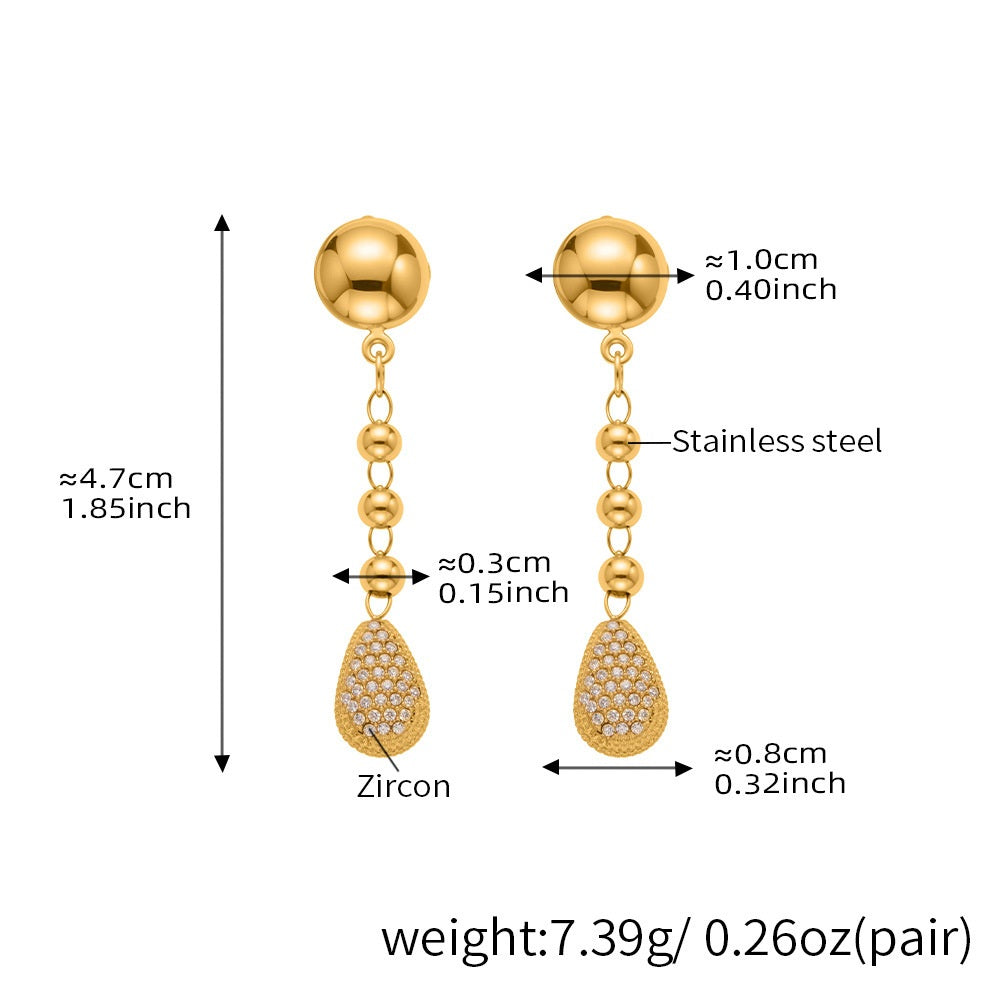Hailey Gold Tone Droplets Zircon Drop Earrings