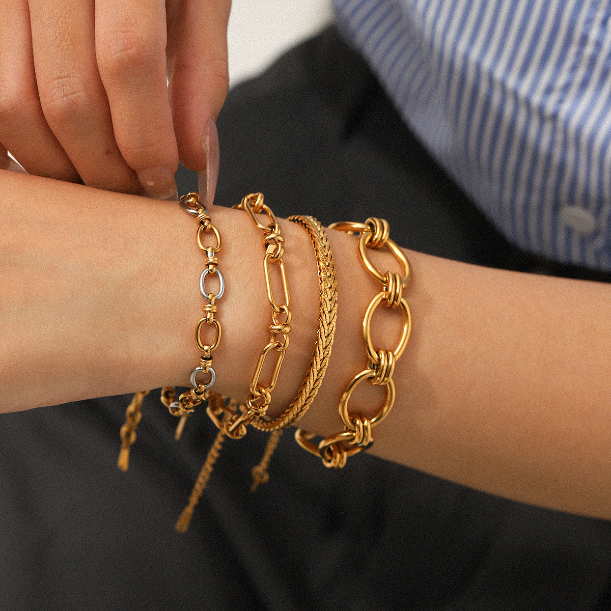 Addison Gold Tone Woven Design Bracelet