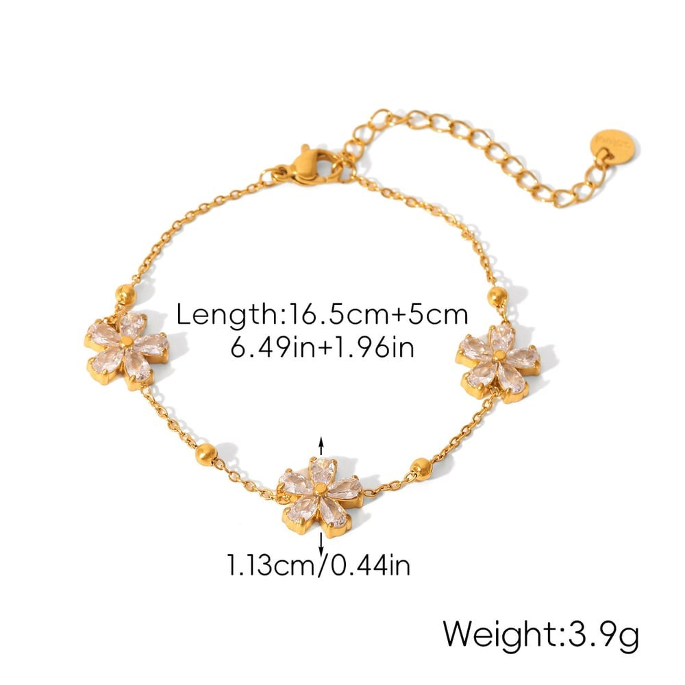Emilia Gold Tone Zircon Flower Bracelet