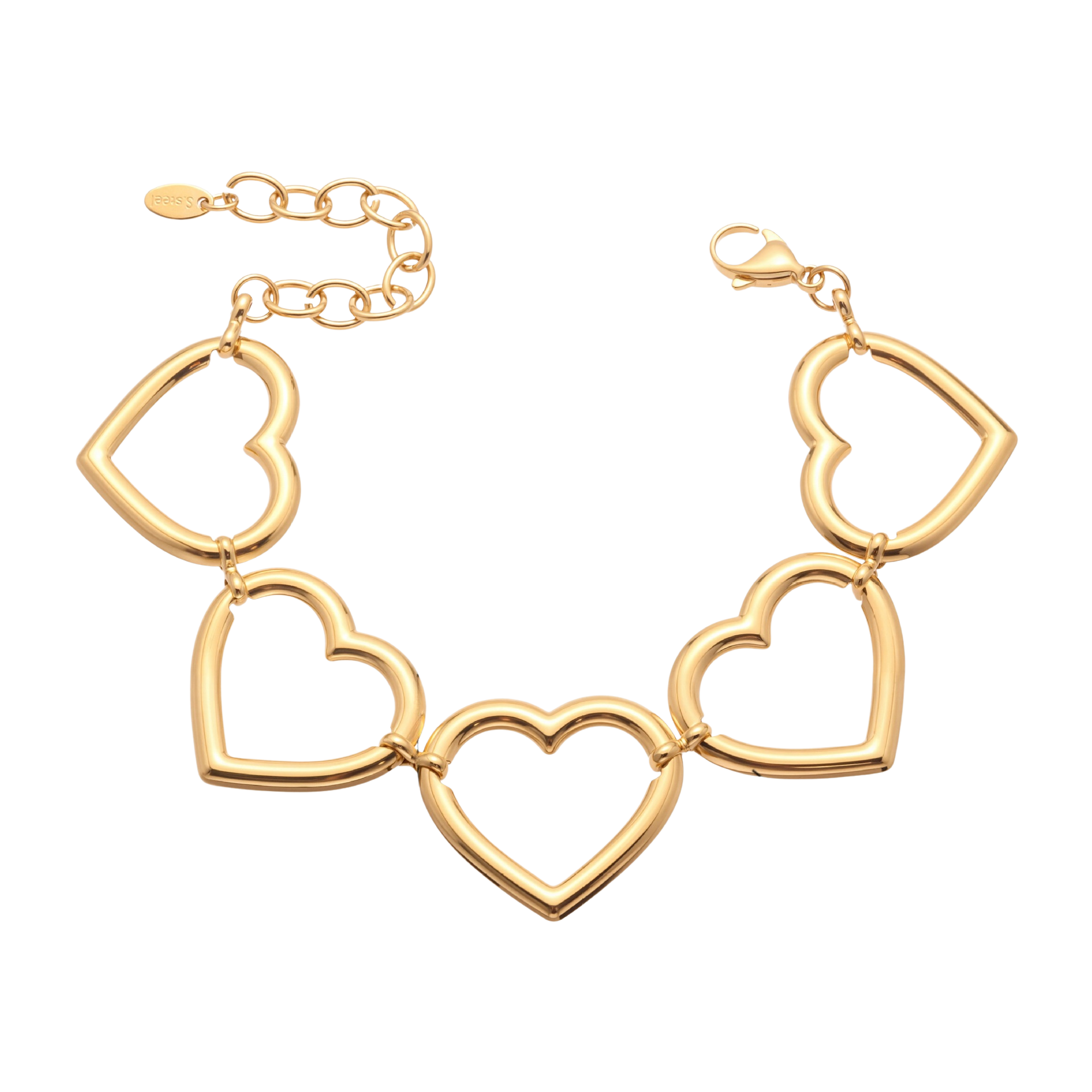 Olive Gold Tone Multiple Hearts Bracelet