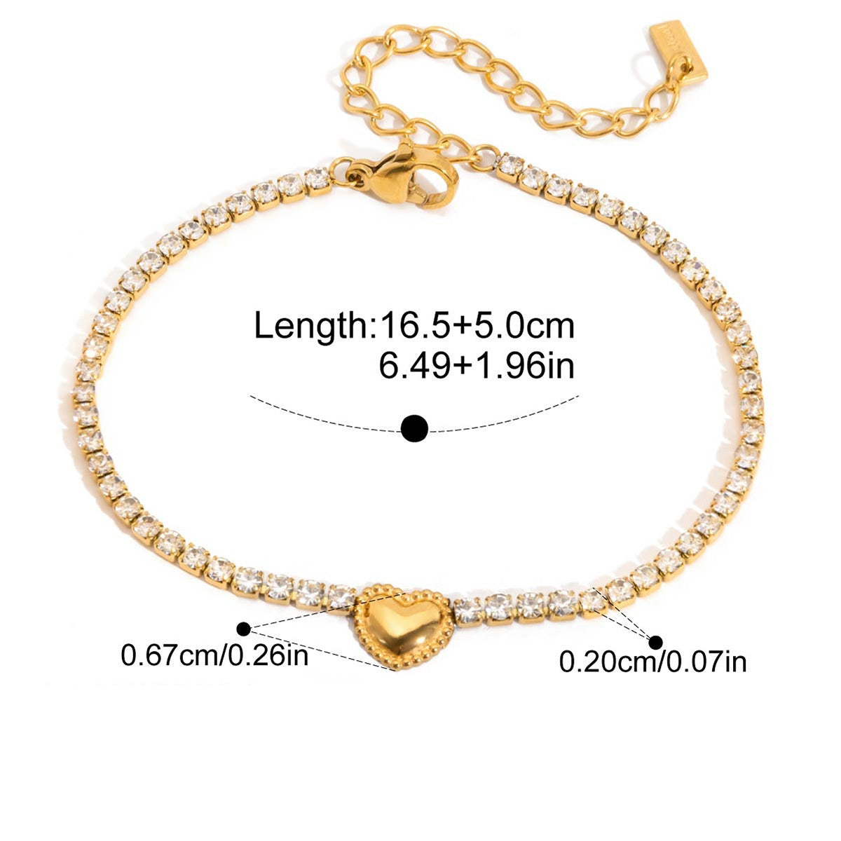 Melody Gold Tone Zircon Heart Bracelet