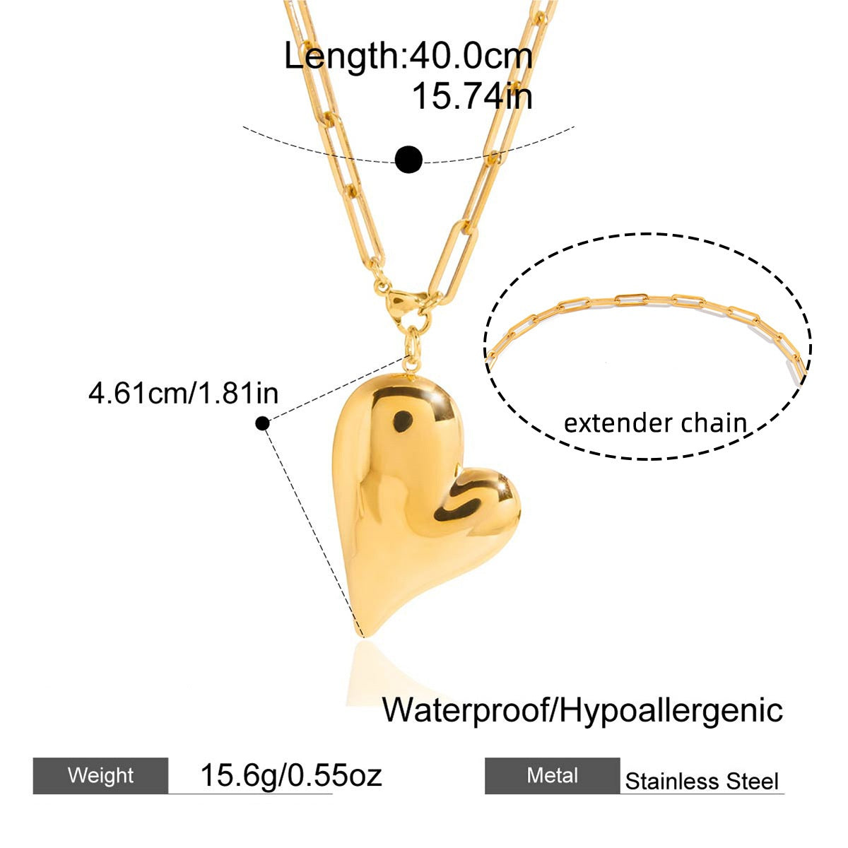 Raelynn Gold Tone Heart Statement Necklace