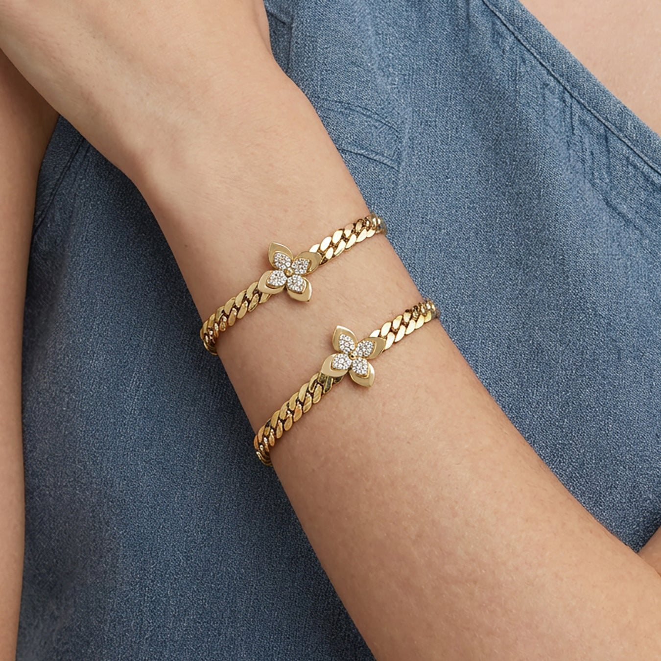Maeve Mae Gold Tone Flower Zircon Bracelet
