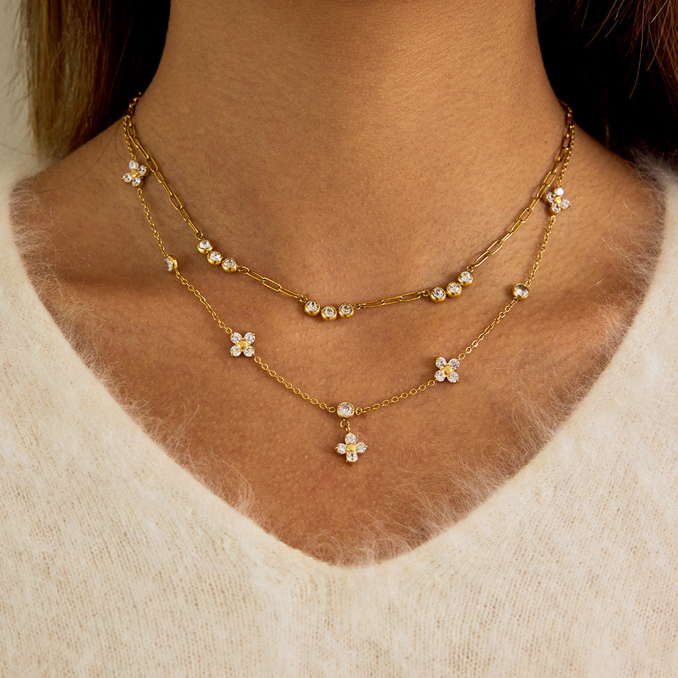 Summer Gold Tone Zircon Necklace