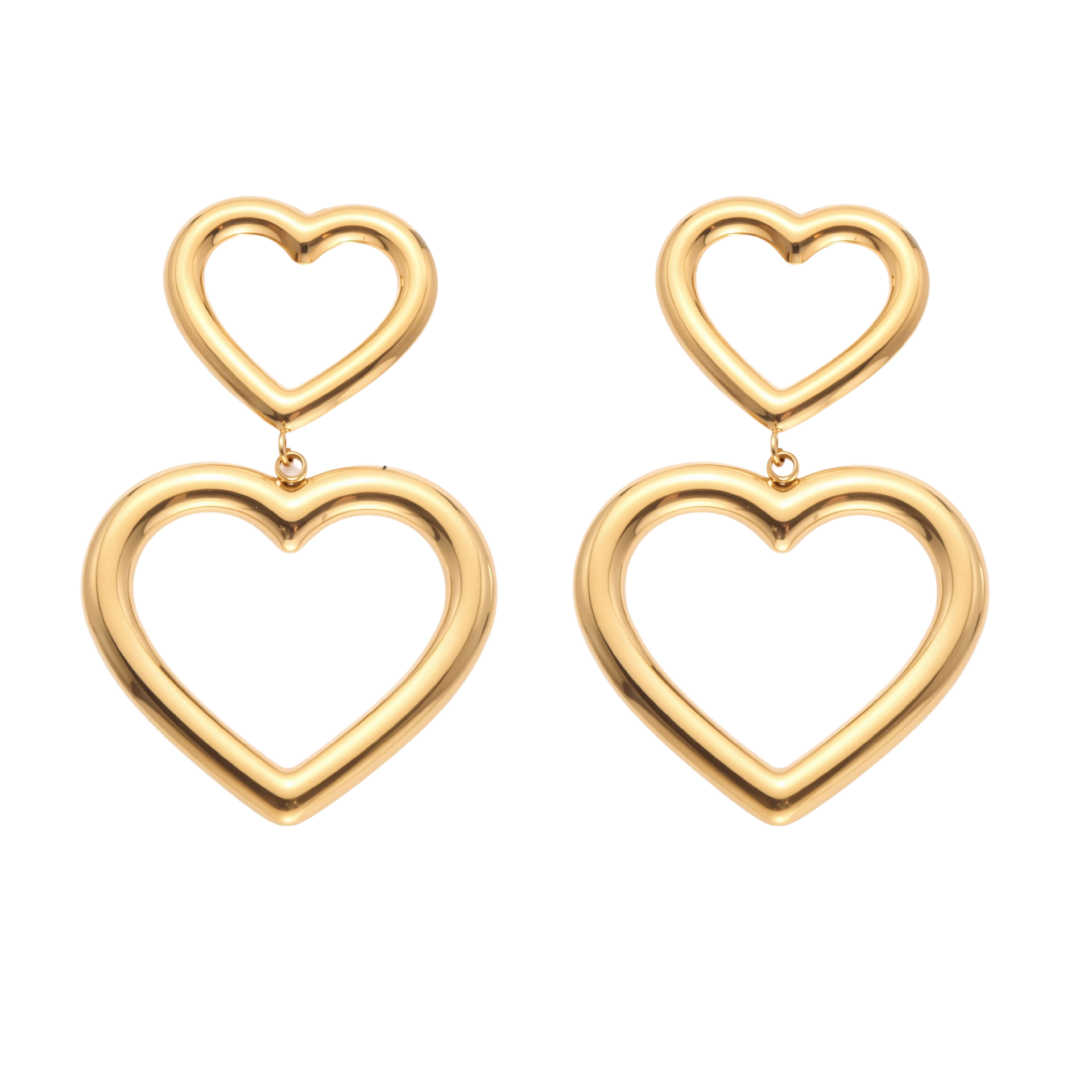 Olive Gold Tone Multiple Hearts Earrings