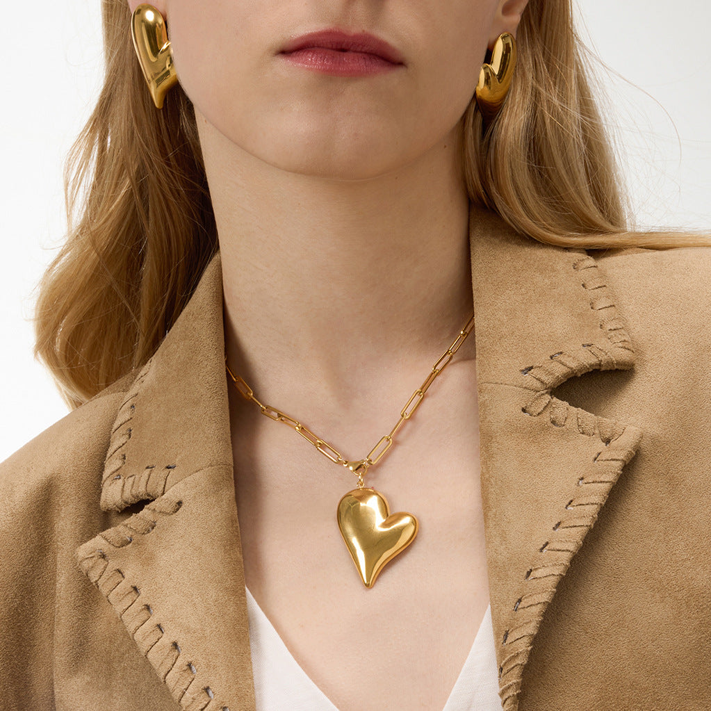 Raelynn Gold Tone Heart Statement Necklace