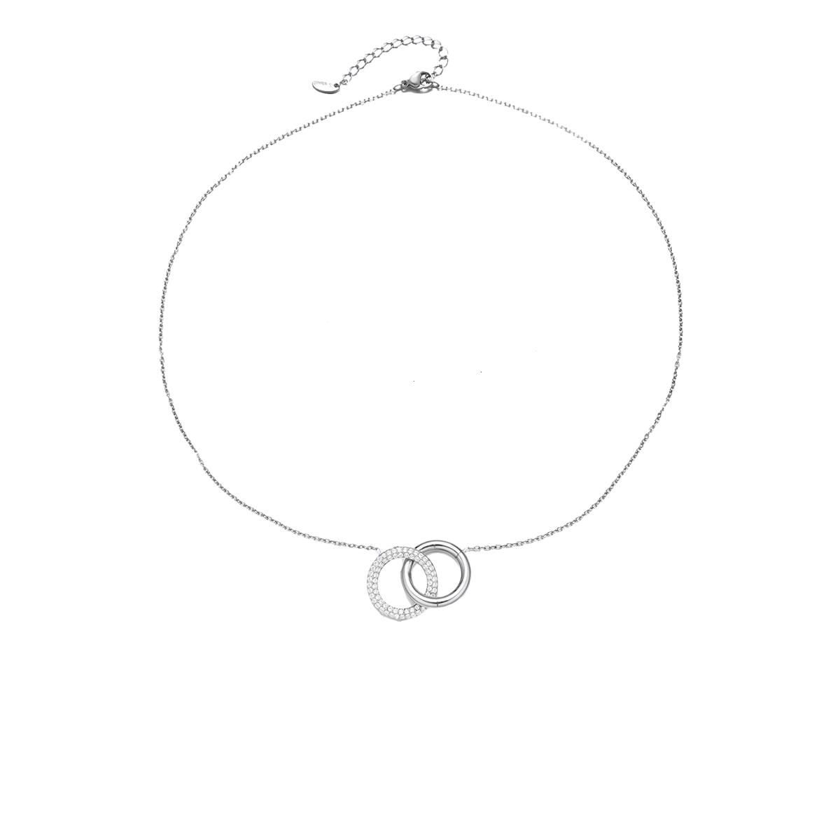 Kylie Silver Tone Dual Ring Zircon Necklace