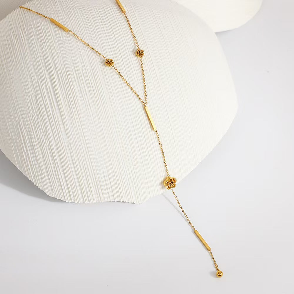 Catalina Gold Tone Flower Drop Necklace