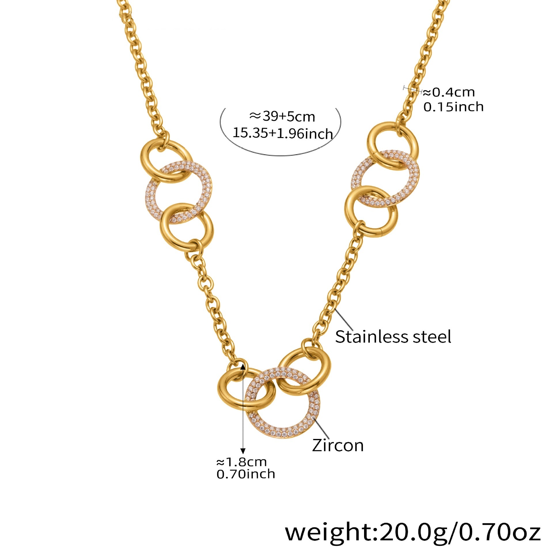 Gabriella Gold Tone Luxury Circles Zircon Necklace