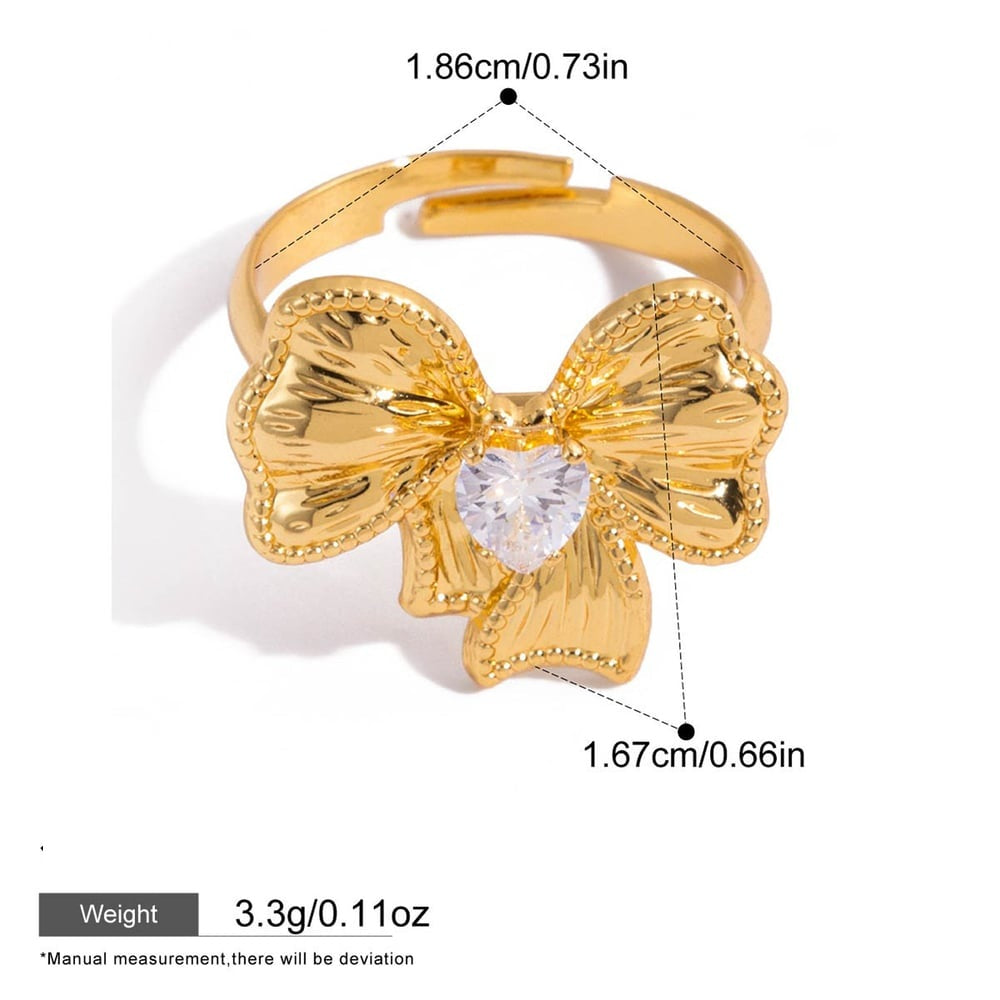 Leah Gold Tone Bow Knot Zircon Ring