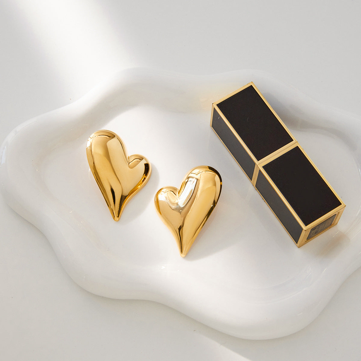 Raelynn Gold Tone Heart Statement Earrings