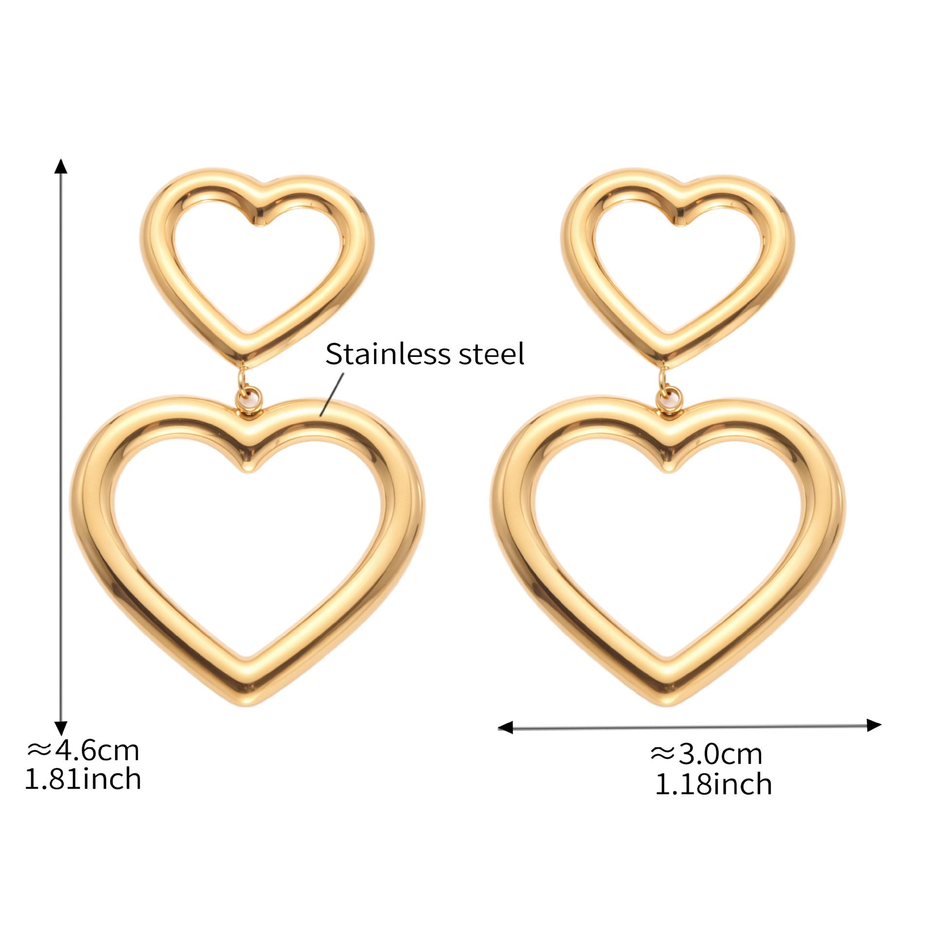 Olive Gold Tone Multiple Hearts Earrings