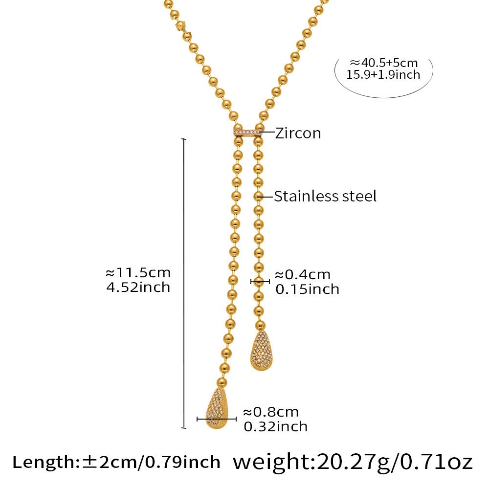 Hailey Gold Tone Droplets Zircon Drop Necklace