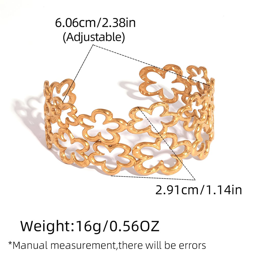 Josephine Gold Tone Flower Cuff Bracelet