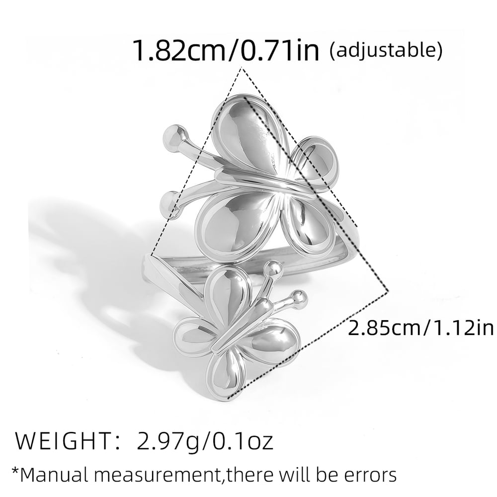 Grace Silver Tone Double Butterfly Ring