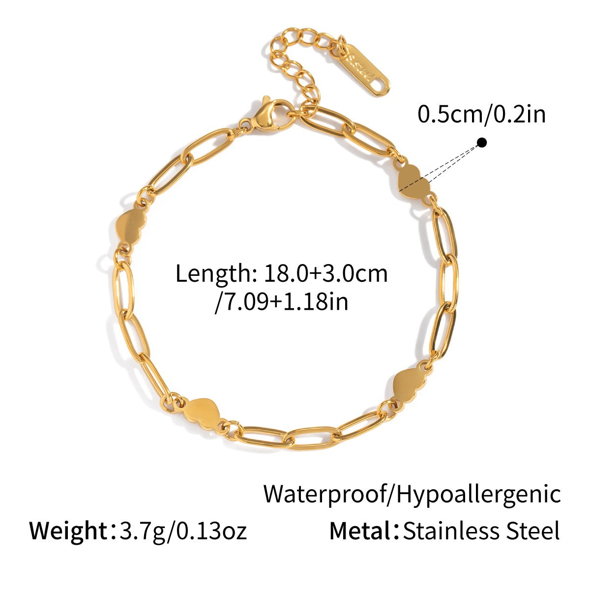 Arya Gold Tone Heart Chain Bracelet