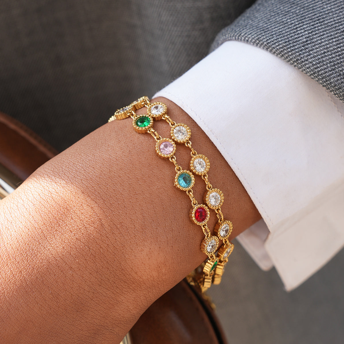 Breille Gold Tone Zircon Bracelet