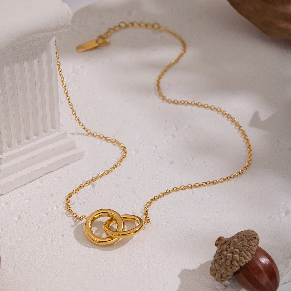 Alaia Gold Tone Interlock Circles Necklace