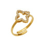 Emma Gold Tone Clover Zircon Ring Size 7