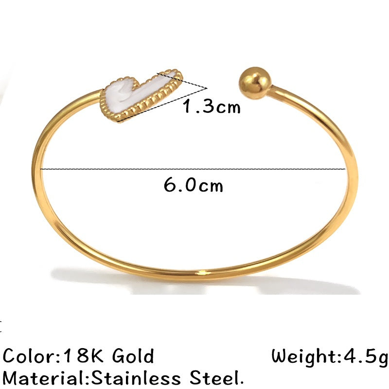 Eva Gold Tone White Heart Cuff Bracelet