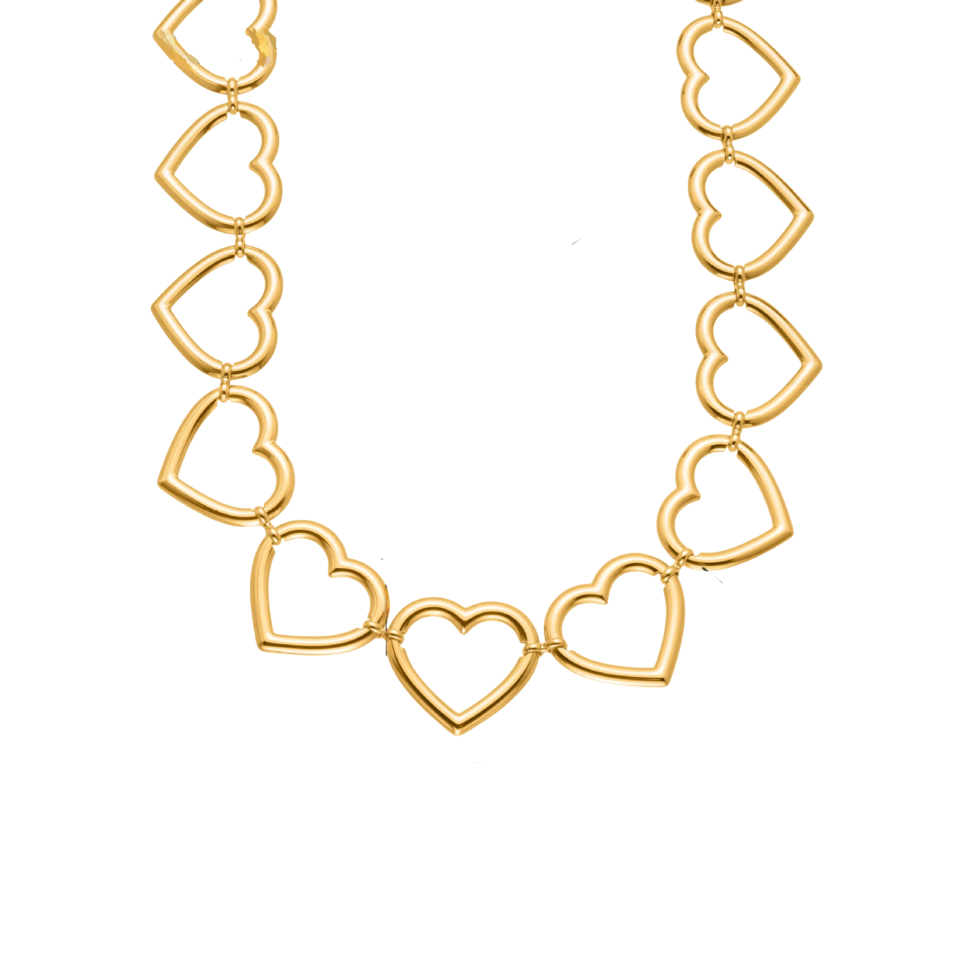 Olive Gold Tone Multiple Hearts Necklace