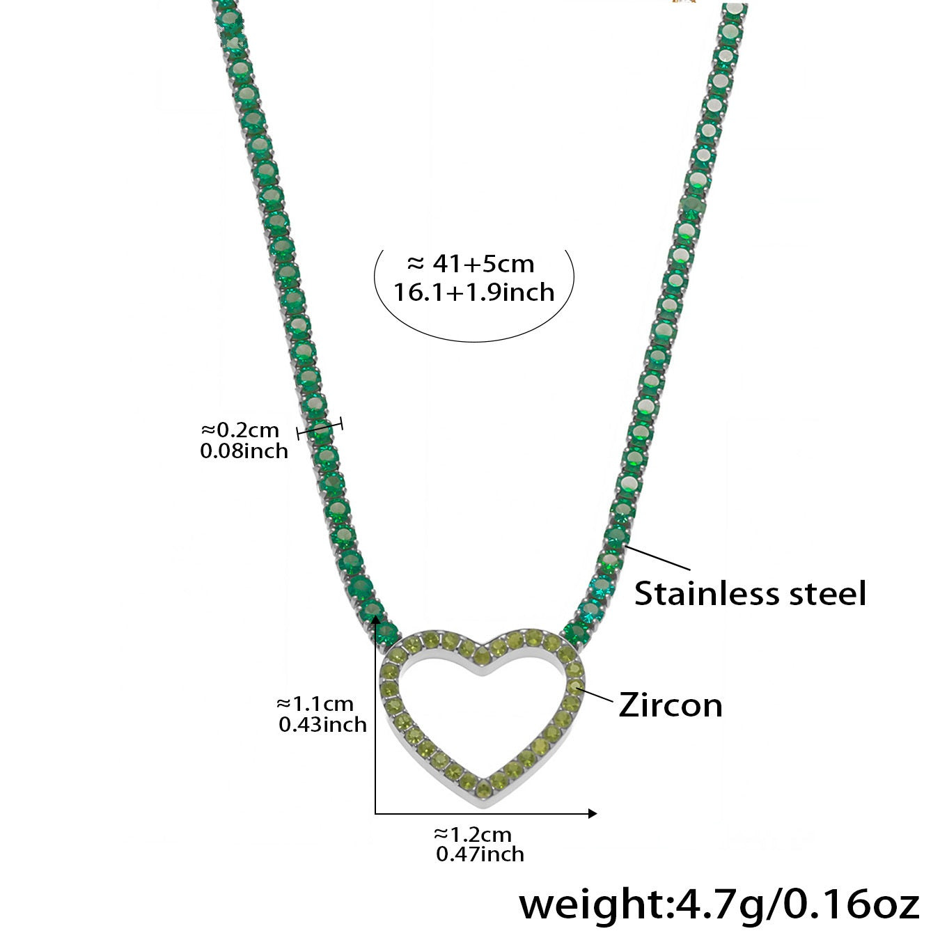 Ailany Green Heart Zircon Necklace