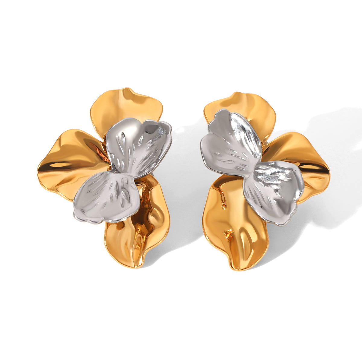 Sophia Gold and Silver Flower Stud Earrings